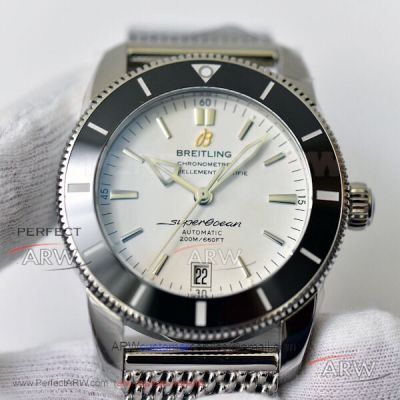 GF Factory Breitling Superocean Heritage II White Dial Stainless Steel Mesh Band Asia 9015 42mm Automatic Watch